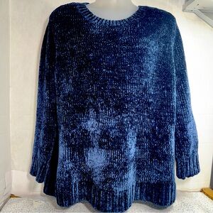 Orvis Chenille soft sweater blue long sleeve, outdoor comfy.